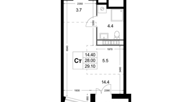 Студия, 28 м²