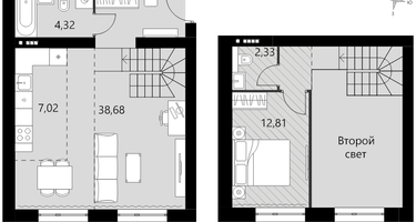 2-к. квартира, 58&nbsp;м²