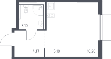 Студия, 22&nbsp;м²