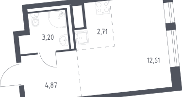 Студия, 23&nbsp;м²