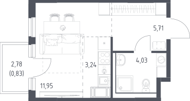 Студия, 25&nbsp;м²