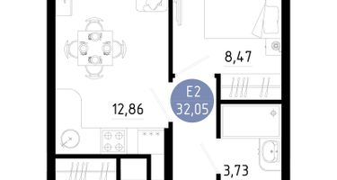 1-к. квартира, 32&nbsp;м²