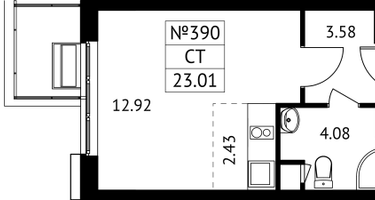 Студия, 23&nbsp;м²