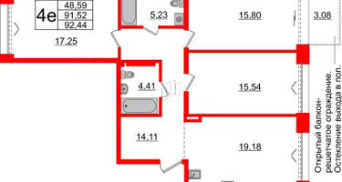 3-к. квартира, 91&nbsp;м²