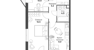 2-к. квартира, 52&nbsp;м²