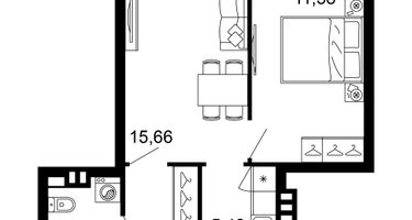 2-к. квартира, 43&nbsp;м²