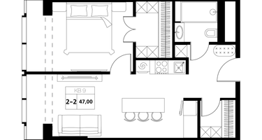 2-к. квартира, 47 м²