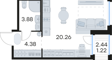 Студия, 29&nbsp;м²