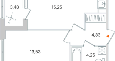 1-комнатная квартира, 39&nbsp;м²