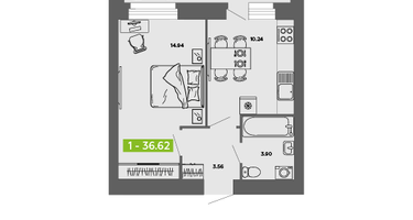 1-к. квартира, 36&nbsp;м²