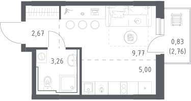 Студия, 21&nbsp;м²
