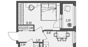 1-к. квартира, 32&nbsp;м²