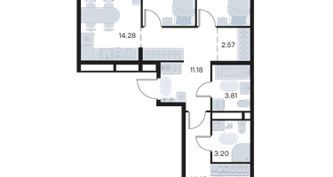 3-к. квартира, 73 м²