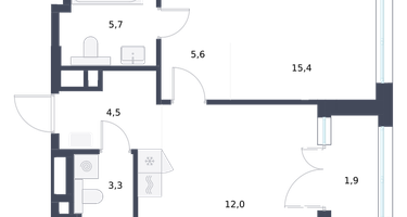 1-к. квартира, 48 м²