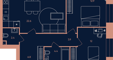 3-к. квартира, 64&nbsp;м²