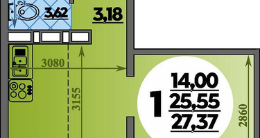 Студия, 27 м²