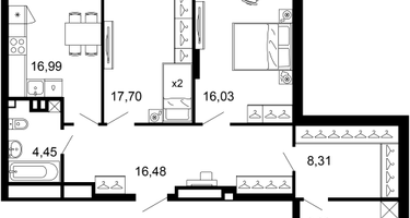 2-к. квартира, 91&nbsp;м²