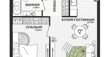 1-к. квартира, 48 м²