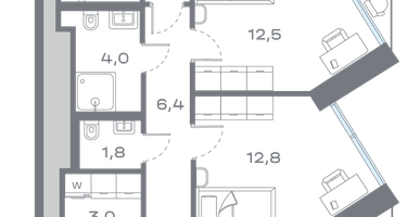 4-к. квартира, 92 м²
