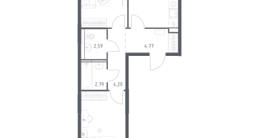 2-к. квартира, 57&nbsp;м²