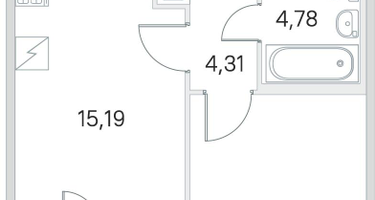 1-к. квартира, 38&nbsp;м²