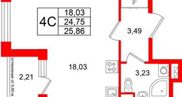 Студия, 24 м²