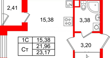 Студия, 21&nbsp;м²