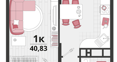 1-к. квартира, 40&nbsp;м²