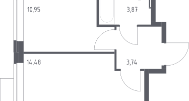 1-к. квартира, 33&nbsp;м²