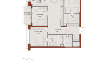 3-к. квартира, 118&nbsp;м²