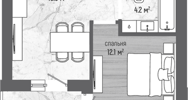 1-к. квартира, 42&nbsp;м²