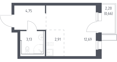 Студия, 23&nbsp;м²