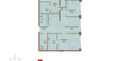 4-к. квартира, 113&nbsp;м²