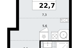 Студия, 22 м²