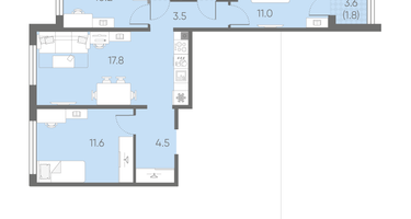 3-к. квартира, 66&nbsp;м²