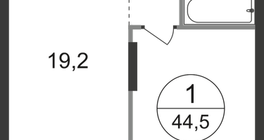 1-к. квартира, 44 м²