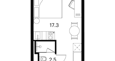 1-к. квартира, 19 м²