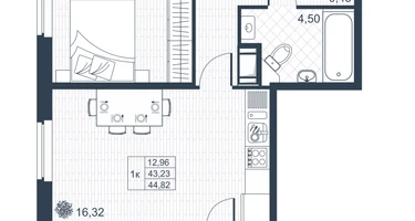 1-к. квартира, 42&nbsp;м²