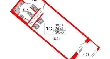 Студия, 24 м²