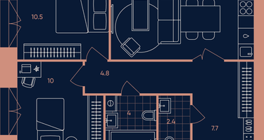 3-к. квартира, 55&nbsp;м²