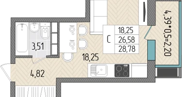 Студия, 28&nbsp;м²