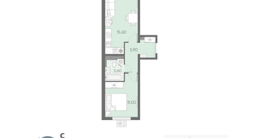 1-к. квартира, 38 м²