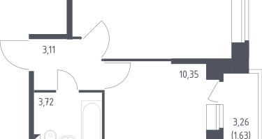 1-к. квартира, 31&nbsp;м²