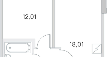 1-к. квартира, 38&nbsp;м²