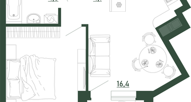 1-к. квартира, 40 м²