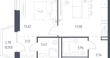 1-к. квартира, 46&nbsp;м²