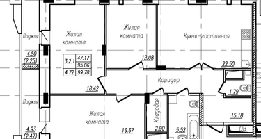 3-к. квартира, 99&nbsp;м²