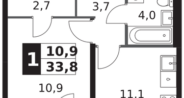 1-к. квартира, 33&nbsp;м²