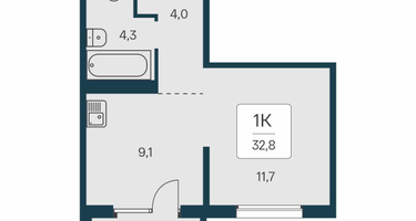 1-к. квартира, 32&nbsp;м²