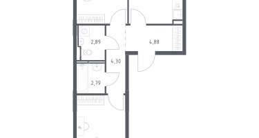 2-к. квартира, 57&nbsp;м²